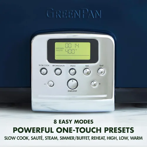 Miniatura 6 de GreenPan - Olla eléctrica programable Elite de cocción lenta 8 en 1, 6 cuartos de galón, tapa de vidrio y recipiente extraíble, sin PFAS, cerámica