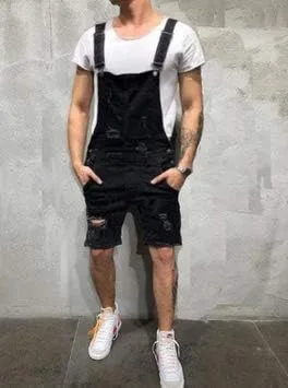 Miniatura 6 de Nituyy - Mono de mezclilla para hombre diseño de pantalones vaqueros cortos