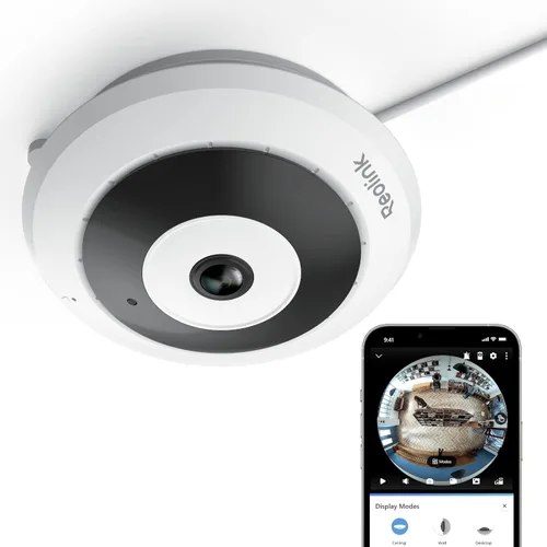 REOLINK Cámara de seguridad WiFi ojo de pez, 2K+ 6MP panorámica de 360°, cámara de seguridad inalámbrica WiFi para interiores de 2.4/5GHz, detección