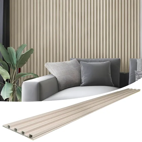 Miniatura 15 de Art3d Paquete de 8 paneles de pared de listones acústicos WPC de 96 x 6 pulgadas para decoración interior moderna, fondo de TV, sala de estar, negro