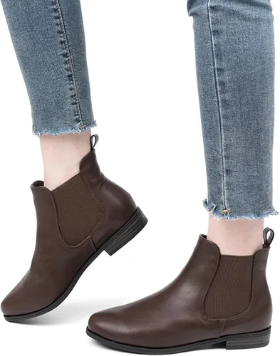 Miniatura 6 de VJH confort Botín Chelsea elástico para mujer, con punta redonda de almendra occidental, tacón bajo