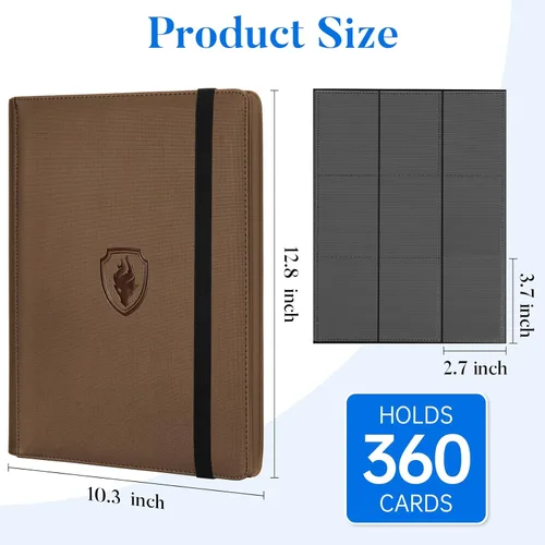 Miniatura 6 de Fabmaker - Carpeta de tarjetas prémium con 9 bolsillos para 360 tarjetas, carpeta de tarjetas coleccionables de poliuretano resistente, álbum