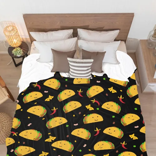 Miniatura 6 de Bonita manta de franela súper suave de tacos para cama, sofá, sala de estar, manta para niños, niñas, niños, multicolor, 40 x 50 pulgadas para niños