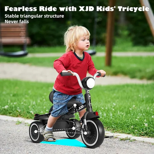 Miniatura 2 de XJD Triciclo para niños pequeños, bicicleta plegable con pedales, triciclo para niños de 2 a 5 años, asiento cómodo ajustable, regalos de Navidad