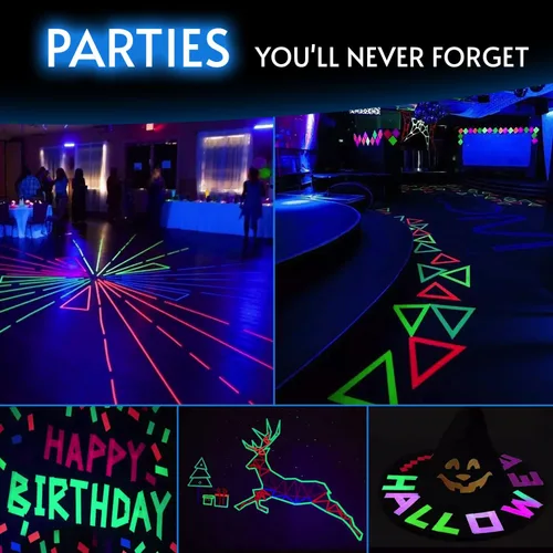 Miniatura 5 de Glow King Cinta Reactiva a Luz Negra que Brilla Regalos de fiesta de neón fluorescente UV premium para eventos Cinta de colores luminosos