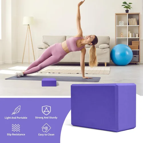 Miniatura 5 de 1 Pack Large Yoga Block 9x6x4 Inches, Sturdy Yoga Foam Blocks, High Density & Non Slip Surface for Yoga, Pilates & Stretching, Fitness Accessories