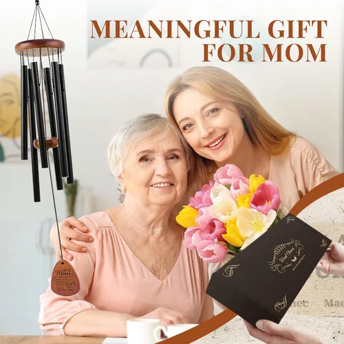 Miniatura 5 de JOBOSI Ramo de la madre, carillón de viento conmemorativo con tubo negro, regalos decorativos, adecuado para interiores y exteriores, perfecto