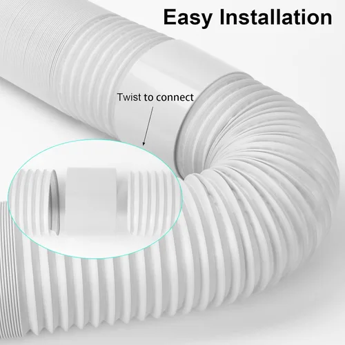 Miniatura 5 de Manguera de aire acondicionado portátil con acoplador, 5.9 pulgadas/5.9 in en sentido antihorario conducto de ventilación de escape universal de CA