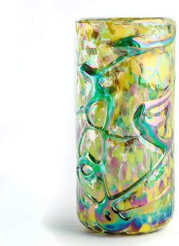 Miniatura 8 de Juego de vasos de tequila mexicanos especiales, soplados a mano con color y textura únicas de 4 piezas - Confeti (Brillo dorado)