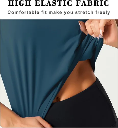 Miniatura 2 de Dragon Fit Tops de Entrenamiento sin Mangas de Seda de Hielo para Mujeres Camiseta de Yoga Recortada para Correr Gimnasio Verano