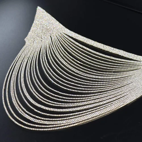 Miniatura 5 de Jerler Apliques de diamantes de imitación dorados, elegantes parches de diamantes de imitación de cristal para coser en vestido de novia, ideal
