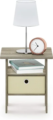 Miniatura 35 de Mesa de noche con cajón Furinno, Madera, Marrón oscuro/Negro