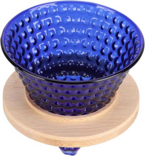 AUNMAS Filtro de goteo de café, base de madera de vidrio grueso, apto para lavavajillas, extracción uniforme, ajuste universal para taza, jarra, Azul