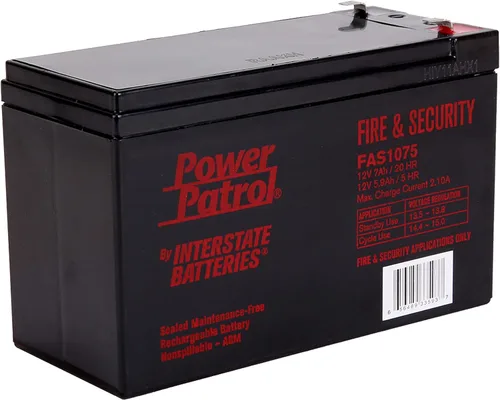 Interstate Batteries 12V 7Ah Batería para Incendios y Seguridad (Terminal F1) SLA AGM VRLA Power Patrol Batería recargable de reemplazo para alarmas