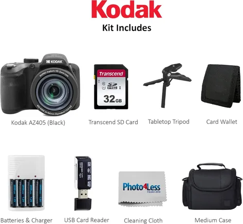 Miniatura 5 de Kodak PIXPRO AZ405 - Funda para cámara digital, color negro, para apuntar y disparar, tarjeta de memoria SD de 32 GB, baterías recargables