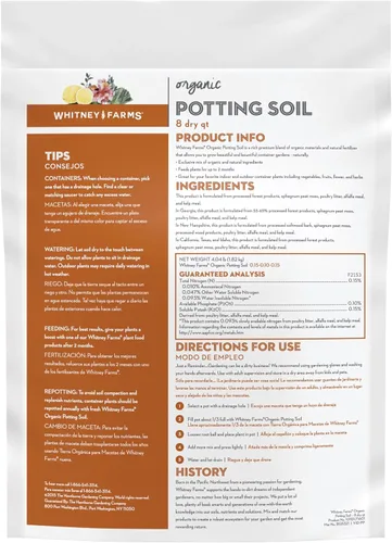 Miniatura 11 de Whitney Farms Suelo orgánico para macetas: mezcla natural para contenedores para interiores y exteriores, tierra orgánica para macetas