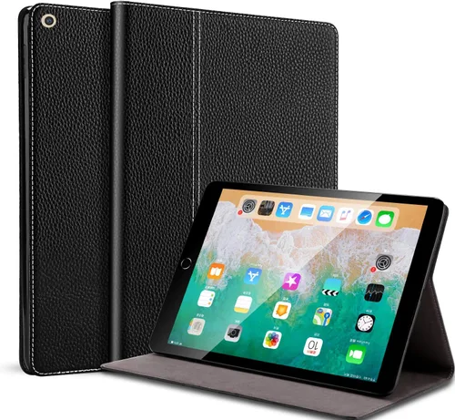 Miniatura 12 de Funda para iPad de 10.2 pulgadas, 9ª/8ª/7ª generación 2021/2020/2019, piel auténtica, función de encendido y apagado automático. Negro clásico