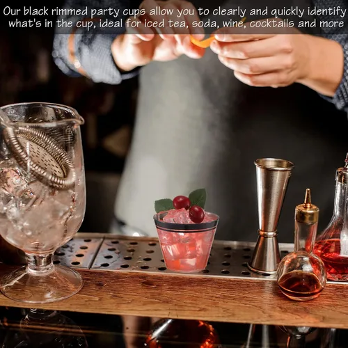 Miniatura 3 de Skylety 100 vasos de vino de plástico de 9 onzas con borde de graduación, vasos desechables para bebidas de boda, copas de cóctel para actividades