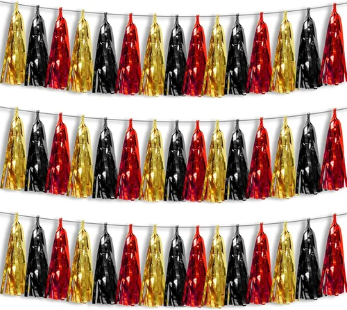 Miniatura 13 de 3P Guirnalda de borlas metálicas con flecos de oro blanco y azul marino, banderines de borlas para desfiles, despedidas de soltera, bodas, Azul Oro