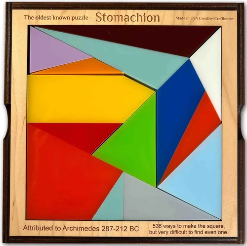 Miniatura 6 de Creative Crafthouse - Rompecabezas de estomacón para adultos, Arquímedes Acrylic tiles in a solid wood frame and tray. Rebuild the 7.5 inch square