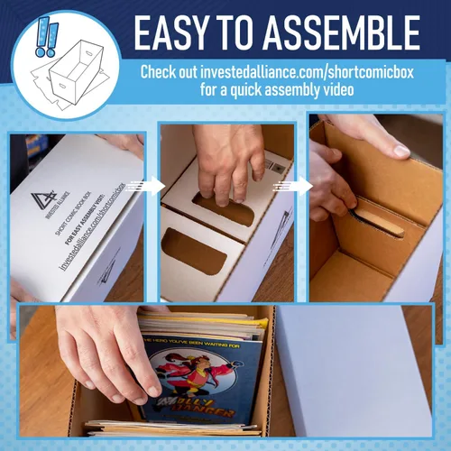Miniatura 5 de Invested Alliance Caja de almacenamiento de cómics corta de alta calidad con tapa, caja de almacenamiento de cómics de cartón grueso