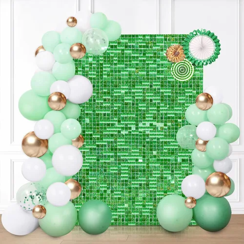 Miniatura 25 de 12 paneles cuadrados de lentejuelas brillantes para pared color azul claro (Baby Blue) telón de fondo decorativo para fiestas de bodas