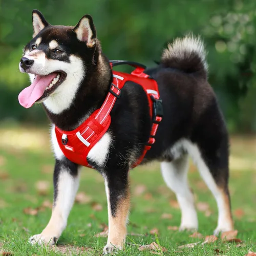 Miniatura 8 de Arnés para perro sin tirones, ajustable, reflectante, suave, acolchado, arnés de chaleco para perro pequeño, mediano y grande, con asa resistente