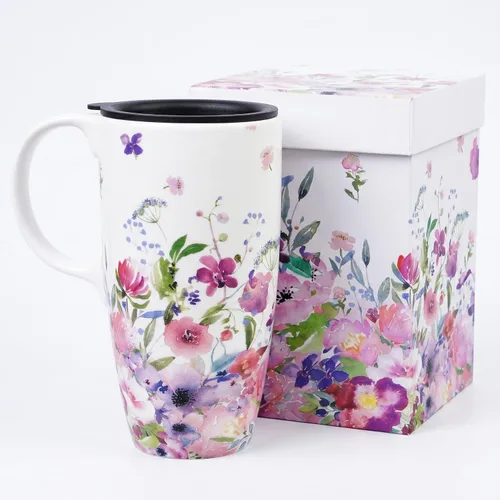 Miniatura 12 de Topadorn Taza de Viaje de Cerámica con Tapa y Asa, Taza de Café Taza de Té en Caja de Color 17 Oz, Tapa Resistente a Salpicaduras - Vaso para Llevar