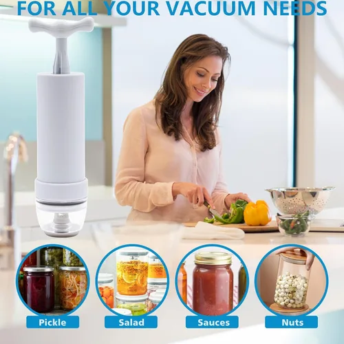 Miniatura 2 de Sellador al vacío para tarros Mason y manguera de accesorios compatible con sellador al vacío FoodSaver, bomba de mano portátil para frascos de boca