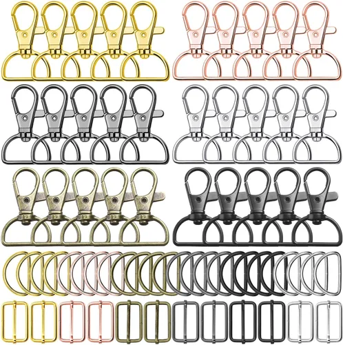 PAXCOO Llavero a granel con llavero giratorio con gancho en D y hebillas deslizantes para bolso, bolso, hardware y manualidades (3/4 pulgadas)