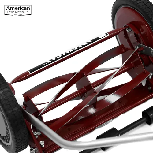 Miniatura 48 de American Lawn Mower Company 1204-14 Cortacésped de carrete de empuje de 4 hojas de 14 pulgadas, color rojo