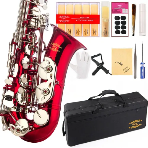 Miniatura 11 de Kit de cuidado para saxofón con 11 reeds, 8 para saxofón alto cojines, funda, Glory E Flat