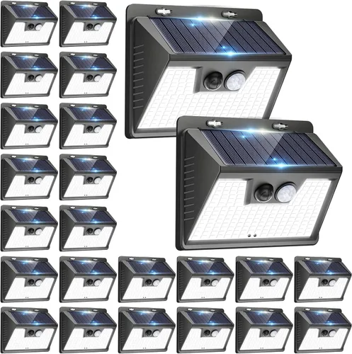 Miniatura 50 de Peasur Luces Solares para Exteriores con Sensor de Movimiento, 140 LED Luz Solar Alimentada por Energía Solar para Cerca Impermeable, 3 Modos