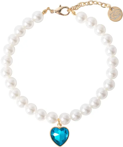 Miniatura 9 de Collar de perro con perlas y diamantes de imitación para perros pequeños, accesorios para collar de mascotas (azul marino, pequeño)