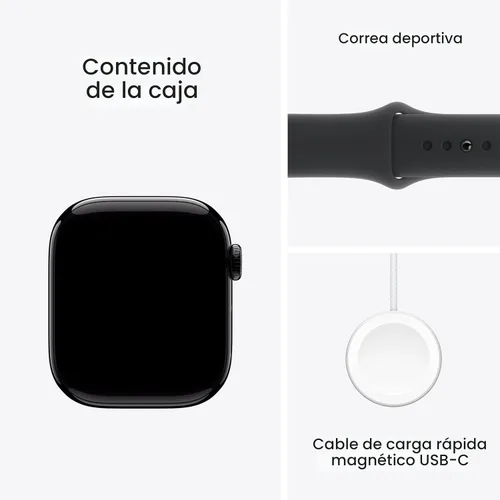 Miniatura 7 de Apple Watch Series 10 [GPS 42 mm] Smartwatch con caja de aluminio negro brillante y correa deportiva negra - M/L. Rastreador de fitness, aplicación