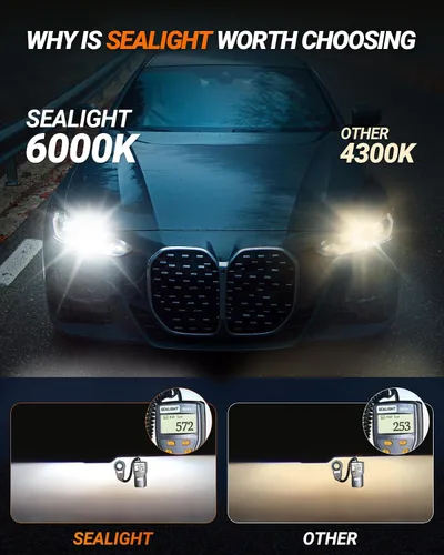 Miniatura 3 de SEALIGHT Bombilla HID D1S, 6000K blanco frío 400% brillo, 35 W xenón HID repuesto 66144 66140 85140 85415 (85415C1), bombillas antiniebla Plug and