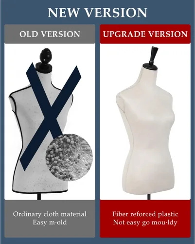 Miniatura 2 de Cuerpo de maniquí para mujer, forma de maniquí, torso de maniquí con soporte para exhibición de 60 a 67 pulgadas, altura ajustable para coser base