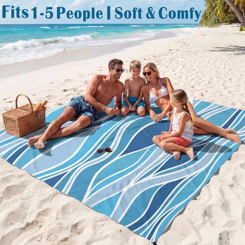 Miniatura 141 de Famstar Beach Blanket Oversized Extra Large 78"X81"/10'X9',Waterproof Sandproof Beach Blanket 2-8 Adults Lightweight Durable for Travel Camping