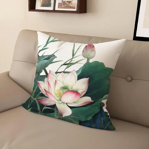Miniatura 8 de Funda de almohada con estampado digital de loto zen chino, diseño de doble cara para sofá, sala de estar, decoración de dormitorio