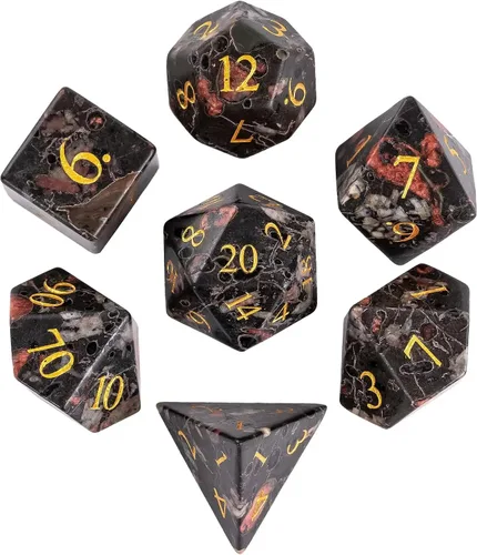 Miniatura 25 de UDIXI Juego de dados de piedras preciosas de amatista, dados DND de piedra de cristal D&D con estuche de regalo para juegos de rol y juegos de mesa