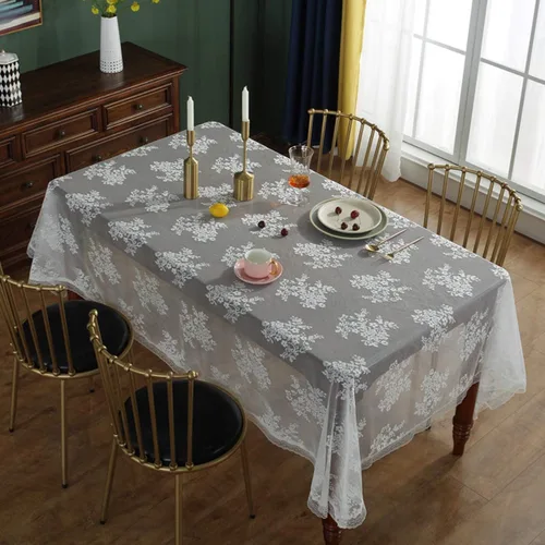 Miniatura 11 de Bringsine Mantel de encaje rústico ultrafino y ligero, color negro nórdico, perfecto para Halloween, cenas y noches de cine de miedo con flores