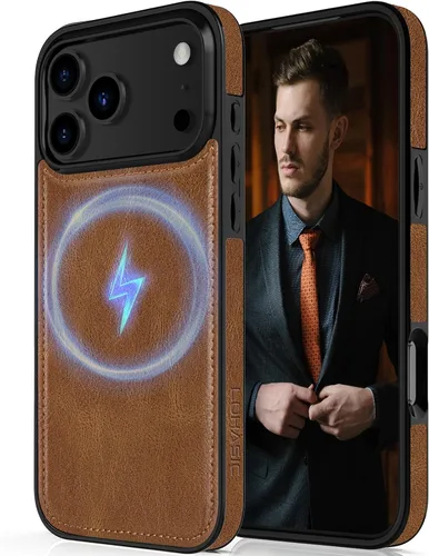 Miniatura 27 de LOHASIC Funda diseñada para iPhone 14 Pro, elegante cubierta trasera magnética de cuero de negocios, a prueba de golpes, compatible con fundas Negro