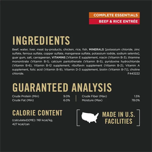 Miniatura 6 de Purina Pro Plan Alimento en paté húmedo para perros, con alto contenido de proteínas, plato principal de carne de res y arroz (12 latas) 13 onzas