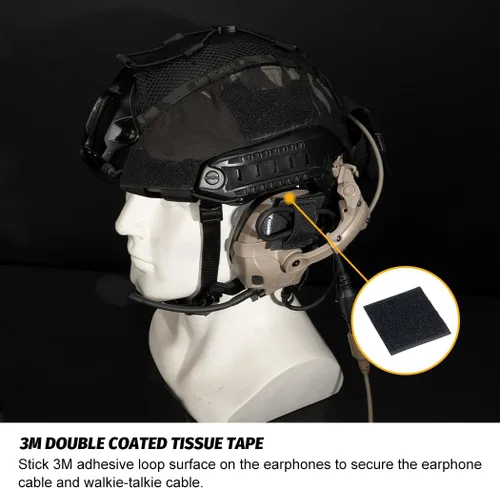 Miniatura 4 de Adhesivo táctico para almacenamiento de cables, reutilizables, sujetadores, con gancho y bucle para casco táctico, auriculares, walkie-talkie