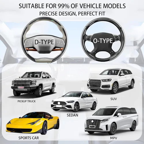 Miniatura 2 de Fundas para volante, 3 piezas de fibra de carbono antideslizante con clip en el volante del automóvil, protector universal para la mayoría de ruedas