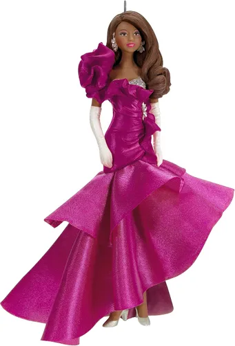 Hallmark Keepsake Adorno navideño de recuerdo 2023, colección Barbie Pink, adorno de porcelana y tela de 2023, regalos para ella