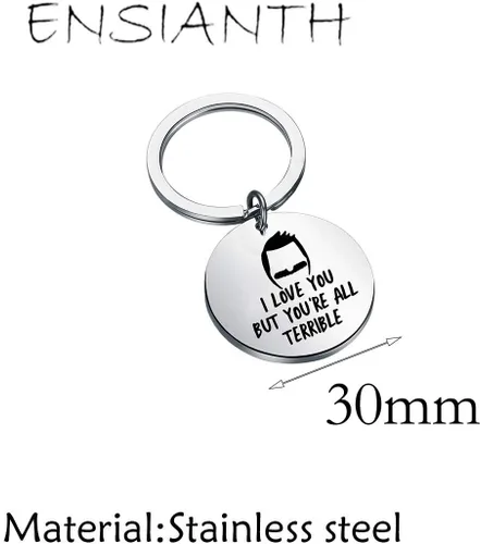 Miniatura 2 de ENSIANTH Llavero inspirado en Bob con texto en inglés "I Love You But You're All Terrible Burgers", regalo para fanáticos de Bob Belcher