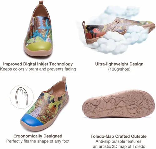 Miniatura 8 de UIN - Tenis de arte floral de moda, zapatos de lona pintada, sin cordones y de viaje para mujer