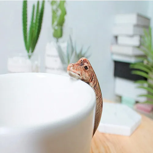 Miniatura 3 de Taza de cerámica 3D de dinosaurio, mango de dragón de cuello largo, novedoso regalo para Navidad, Día de Acción de Gracias, Día de la Madre, Día