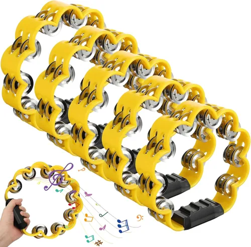 Miniatura 8 de 5 piezas de pandereta en forma de pétalo de plástico de percusión de pandereta musical, campanas de mano para instrumento de ritmo musical